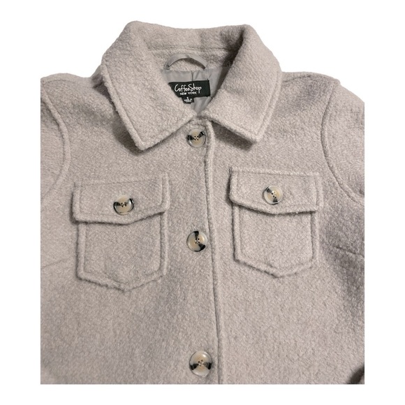 Junior's Coffee Shop Faux Wool Trucker Jacket size S - Picture 7 of 13